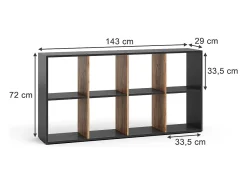 Vicco Prateleira*Divisória de sala carvalho antracite/goldkraft 143x29x72 scutum Cinza antracite