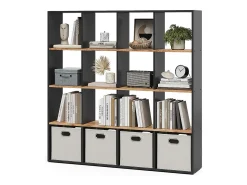 Vicco Prateleira*Divisória de sala carvalho antracite/goldkraft 142.4x29x143 karree Cinza antracite