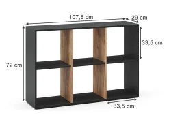 Vicco Prateleira*Divisória de sala carvalho antracite/goldkraft 72x29x107.8 karree Cinza antracite