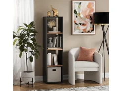 Vicco Prateleira*Divisória de sala carvalho antracite/goldkraft 36.8x33.8x144.9 ludus Cinza antracite