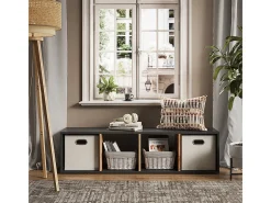 Vicco Prateleira*Divisória de sala carvalho antracite/goldkraft 36.8x33.8x144.9 ludus Cinza antracite