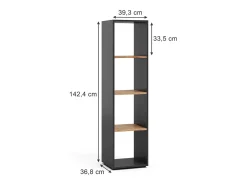 Vicco Prateleira*Divisória de sala carvalho antracite/goldkraft 36.8x33.8x144.9 ludus Cinza antracite