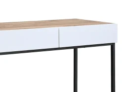 Escrivaninha console com 2 gavetas, branca e natural - CEVANIA^Vente-unique Online