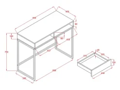Escrivaninha console com 2 gavetas, branca e natural - CEVANIA^Vente-unique Online