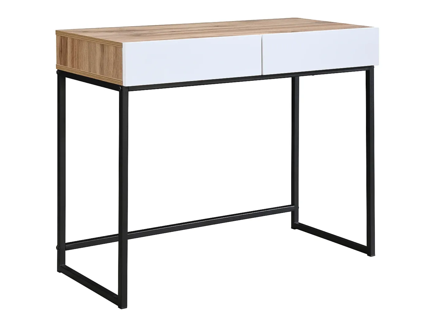 Escrivaninha console com 2 gavetas, branca e natural - CEVANIA^Vente-unique Online