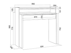 Skraut Home Consola*Escrivaninha Extensível, 99x90x35cm, retrátil, Mesa de Computador, veado Branco