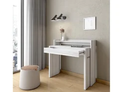 Skraut Home Consola*Escrivaninha Extensível, 99x90x35cm, retrátil, Mesa de Computador, veado Branco