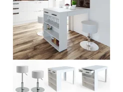 Vicco Móvel De Bar*Esstisch-Set 67x100x77.5 repose Branco