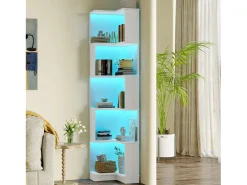 Discount Estante 63,5×45×175 cm - fita LED com mudança de cor - 5 níveis de armazenamento - design de canto - Biblioteca