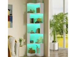 Discount Estante 63,5×45×175 cm - fita LED com mudança de cor - 5 níveis de armazenamento - design de canto - Biblioteca