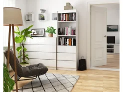 Akord Biblioteca*Estante Alta com Gavetas e Portas, 60cm, , Laminado, Montagem DIY Branco