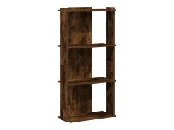 vidaxl Biblioteca*Estante c/ 3 prateleiras derivados de madeira carvalho fumado Castanho