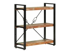 vidaxl Vitrina*Estante c/ 3 prateleiras 77x30x80cm madeira recup. maciça/ferro Multicor