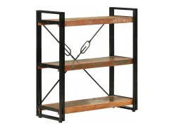 vidaxl Vitrina*Estante c/ 3 prateleiras 77x30x80cm madeira recup. maciça/ferro Multicor