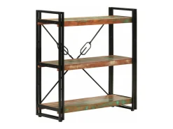 vidaxl Vitrina*Estante c/ 3 prateleiras 77x30x80cm madeira recup. maciça/ferro Multicor