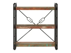 vidaxl Vitrina*Estante c/ 3 prateleiras 77x30x80cm madeira recup. maciça/ferro Multicor