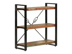 vidaxl Vitrina*Estante c/ 3 prateleiras 77x30x80cm madeira recup. maciça/ferro Multicor