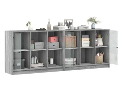 vidaxl Vitrina*Estante c/ portas 204x37x75 cm derivados madeira cinza sonoma Cinzento