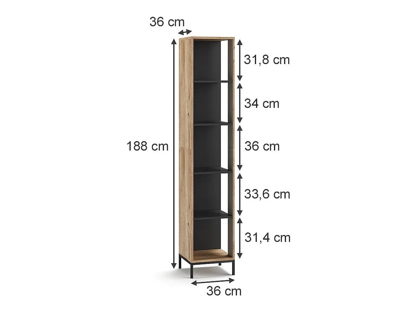 Vicco Prateleira*Estante carvalho viking 36x36x188 eliza Natural escuro