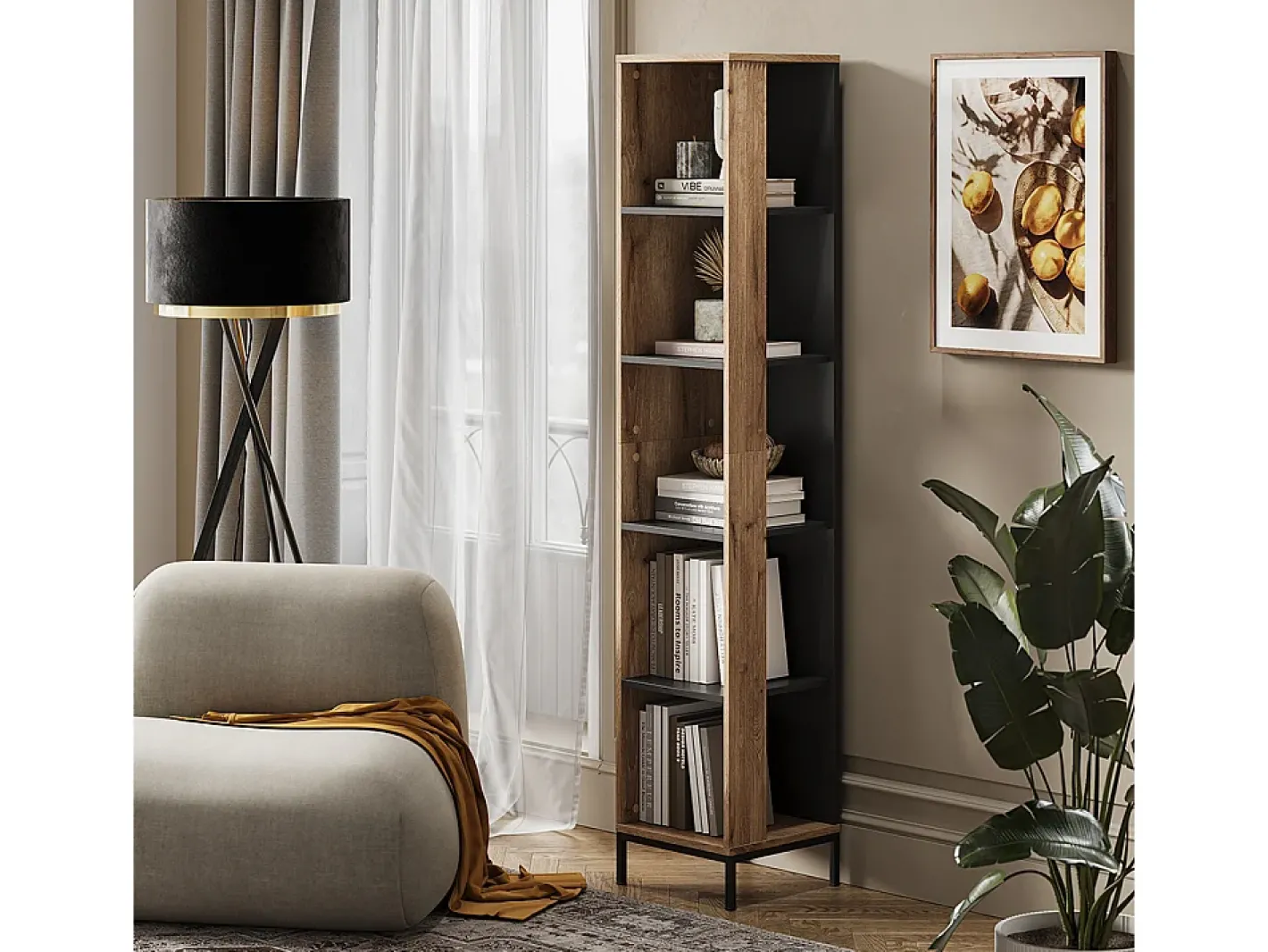 Vicco Prateleira*Estante carvalho viking 36x36x188 eliza Natural escuro