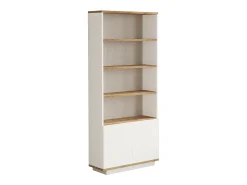 Vente-unique Biblioteca*Estante com 2 portas e 4 nichos - Branca e natural - LOTULA Natural claro / Branco