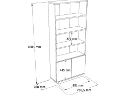 Vente-unique Biblioteca*Estante com 2 portas e 4 nichos - Branca e natural - LOTULA Natural claro / Branco