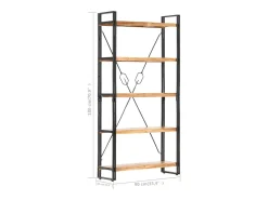 Clearance Estante com 5 prateleiras 90x30x180cm madeira de acácia maciça Vitrina