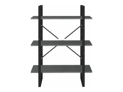 vidaxl Vitrina*Estante com 3 prateleiras 80x30x105 cm pinho maciço Cinzento