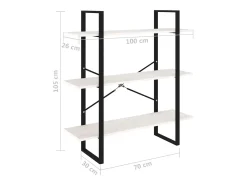 vidaxl Vitrina*Estante com 3 prateleiras 100x30x105 cm pinho maciço Branco