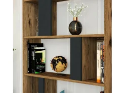 Estante Dbellusc, Estante de escritório, Porta-livros, Biblioteca, 90x20h180 cm, Nogueira e Antracite*Dmora