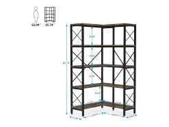Estante de canto, Grande estante de canto Industrial, estante de canto em pés com estrutura de metal (Marrom Rústico)*Tribesigns Discount