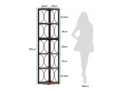 Estante de canto para sala, cozinha, escritório em casa, estante de canto rústica com 6 andares, 170 cm de altura, para pequenos espaços^Tribesigns Outlet