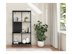New Estante de escada com 4 prateleiras em MDF branco Biblioteca