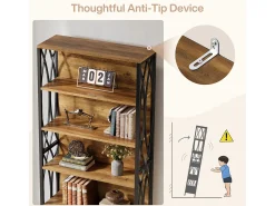 Best Estante de Livros de 180cm de Altura, Estante Industrial de 6 Andares com Estrutura Metálica Geométrica e Prateleiras de Armazenamento Abertas Biblioteca