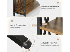 Best Estante de Livros de 180cm de Altura, Estante Industrial de 6 Andares com Estrutura Metálica Geométrica e Prateleiras de Armazenamento Abertas Biblioteca