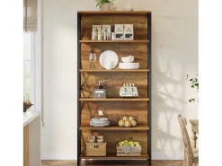 Best Estante de Livros de 180cm de Altura, Estante Industrial de 6 Andares com Estrutura Metálica Geométrica e Prateleiras de Armazenamento Abertas Biblioteca