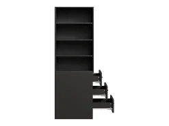 Clearance Estante de parede para sala de estar - 60 x 38 x 180 cm - com 3 gavetas + prateleiras ajustáveis - aglomerado - preta Biblioteca