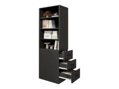 Clearance Estante de parede para sala de estar - 60 x 38 x 180 cm - com 3 gavetas + prateleiras ajustáveis - aglomerado - preta Biblioteca