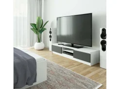Discount Estante de TV Moderna B160 Colorida - Branco/Cinza Grafite Móvel De Tv