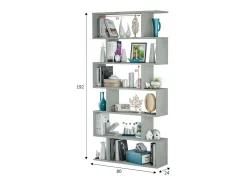 Best Estante Dfomme, Estante alta dupla face, Prateleira divisória com 5 prateleiras, Estante de escritório moderna, 80x24h192 cm, Cinza concreto Biblioteca