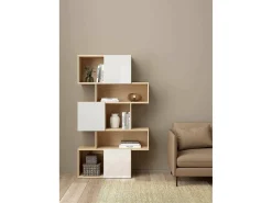 Best Estante Dsangall, estante de escritório, estante, biblioteca, 96x32 h166 cm, carvalho e branco Biblioteca