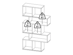 Best Estante Dsangall, estante de escritório, estante, biblioteca, 96x32 h166 cm, carvalho e branco Biblioteca