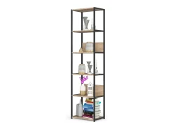 Estante estilo loft com prateleiras de madeira 50 cm Preto, Carvalho Sonoma 50x32x192 cm*Akord Discount