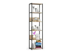 Estante estilo loft com prateleiras de madeira 50 cm Preto, Carvalho Sonoma 50x32x192 cm*Akord Discount