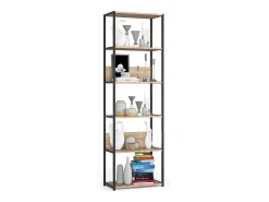 Estante estilo loft com prateleiras de madeira 60 cm Preto, Carvalho Sonoma 60x32x192 cm*Akord New
