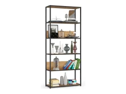 Estante estilo loft com prateleiras de madeira 80 cm Preto, Carvalho Craft 80x32x192 cm^Akord Clearance