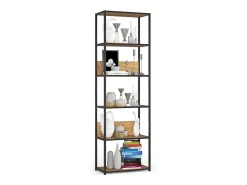 Estante estilo loft com prateleiras de madeira 60 cm Preto, Carvalho Craft 60x32x192 cm^Akord