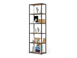 Estante estilo loft com prateleiras de madeira 60 cm Preto, Carvalho Craft 60x32x192 cm^Akord