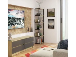 Hot Estante estilo loft com prateleiras de madeira 50 cm Preto, Carvalho Artisan 50x32x192 cm Prateleira