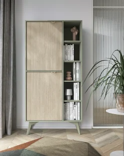 Outlet Estante: Eucalipto / Espinha de peixe scandi , pés madeira, 80 x 160 x 38cm Biblioteca